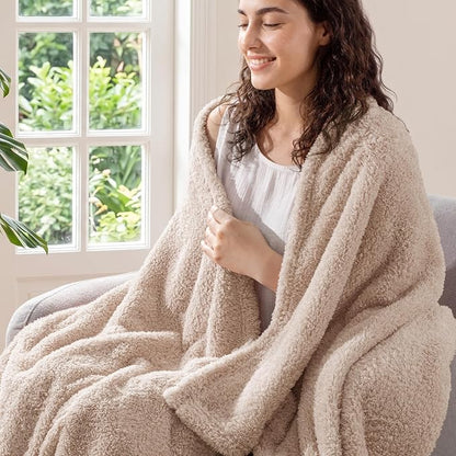 Exclusivo Mezcla Fleece Bed Blankets Queen Size, Ultra Soft, Lightweight and Fuzzy Camel Blanket for Women, Home Decor, 90x90 Inches