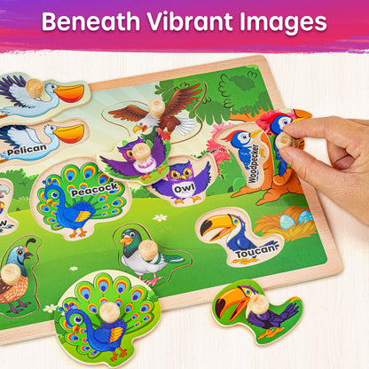 SYNARRY Wooden Puzzles for Toddlers 1-3, 6XSET Animals Puzzles for Toddlers 2-4 with Rack, Toddler Puzzles Ages 2-4, Kids Learning Educational Montessori Toys, Education Toys for 2 3 Years Boys Girls