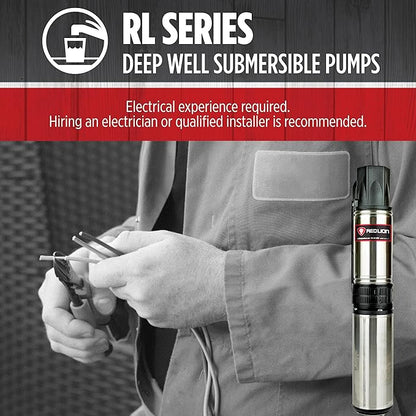 Red Lion RL12G05-3W2V 4-inch Submersible Deep Well Pump with Control Box 1/2 HP, 12 GPM, 3-Wire, 230 Volt, Steel, 14942405