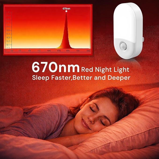 L LOHAS LED Red Night Light Plug in, Motion Sensor Night Light for Kids, Sleep Aid Red Nightlight, 30/60LM, Motion Activated Night Lights for Bathroom, Hallway, 2 Pack
