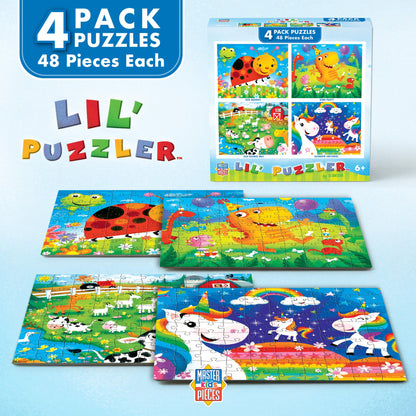 MasterPieces – Jigsaw Puzzle Set for Kids 6+ Years, 4-Pack of 48 Pieces, Educational and Fun Game, Lil Puzzler Collection, Gift Idea for Children, 8" x 10"