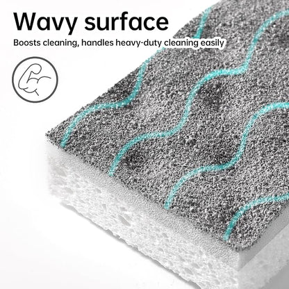 JOYMOOP Textured Clean Sponges, Dual-Sided Non-Scratch Soft Scrub Dish Sponge, Safe for Non-Stick Cookware, Kitchen and Household Cleaning, 24 Pack [Grey & White]