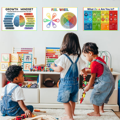 6 Zone of Self-Regulation Bulletin Board Set, Feeling Chart for Kids, Emotional Regulation Poster for Bedroom Decor Classroom Office Room Decor Set of 6 (12x18 Inch)