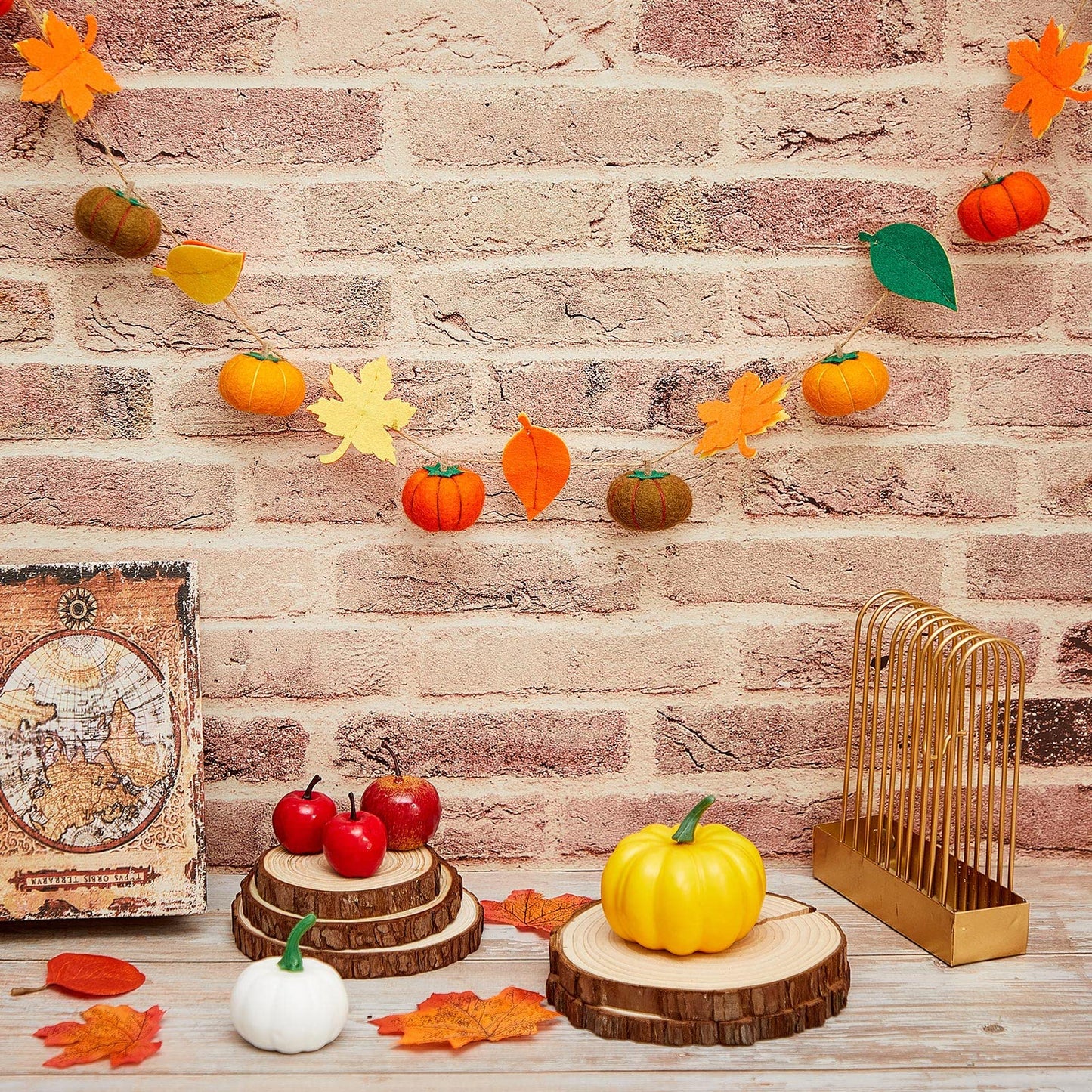 Jecery 2 Pcs Thanksgiving Garland Fall Pumpkin Felt Garland 78 Inches Fall Maple Leaves Pom Pom Felt Banner Autumn Harvest Halloween Thanksgiving Party Decorations for Mantel Fireplace Farmhouse
