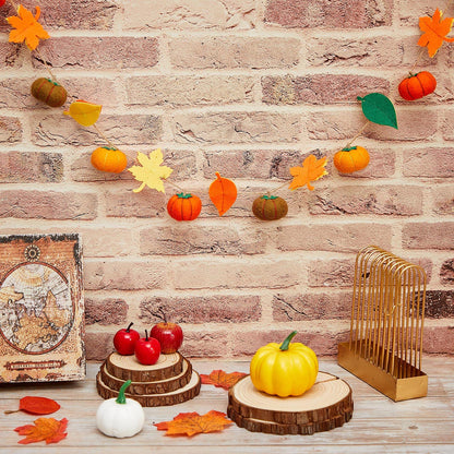 Jecery 2 Pcs Thanksgiving Garland Fall Pumpkin Felt Garland 78 Inches Fall Maple Leaves Pom Pom Felt Banner Autumn Harvest Halloween Thanksgiving Party Decorations for Mantel Fireplace Farmhouse