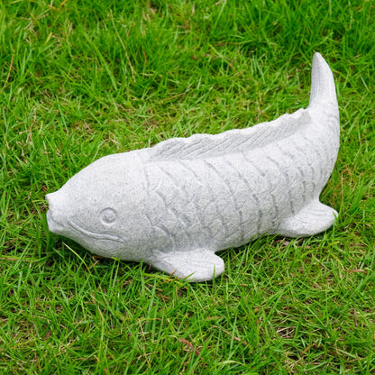 Chisel Hand Carved Fish Garden Statue, Animal Statue Outdoor Decor for Landscape Balcony,Garden,Patio,Porch Yard Art Ornament,9.8" L x 3.8" W x 3.5" H