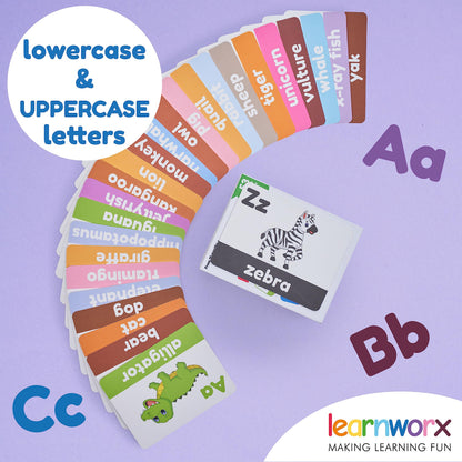 Alphabet Flash Cards for Toddlers | Award-Winning | 52 ABC Flashcards for Baby & Kids|ABC Cards Kindergarten | Large Upper and Lower Case | Large A-Z Learning Letter Animal Flashcard for Ages 1,2,3&4
