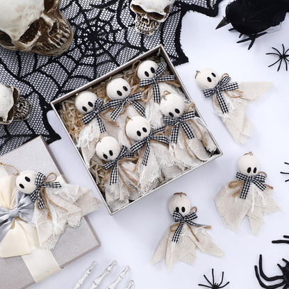 Leinuosen 16 Pcs Halloween Ghost Hanging Ornaments 4 Inch Small Hanging Ghost Tree Ornaments Farmhouse Rustic Boo Decoration for Haunted House Party Front Yard Porch Patio Lawn Garden Decor