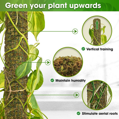 DUSPRO DIY Moss Pole Kit, Metal Moss Pole for Plant Monstera, Pothos, Philodendron, 1pc 8.6’’ x 6.5 ft Wire Moss Pole Mesh with Forest Moss, Cable Zip Ties, Gloves