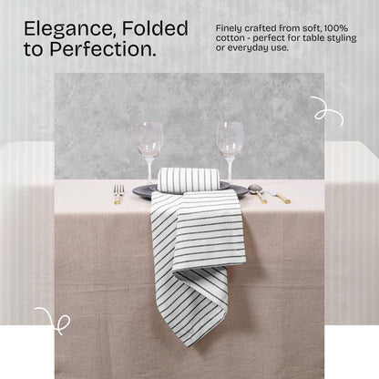 HEIRLOOM COMFORT Black Stripe Napkins Set of 12, 18x18 Inch, 100% Cotton, Classic Striped Durable Table Linen for Dinners, Formal Events, Halloween, Wedding, Reusable and Washable for Everyday Dining