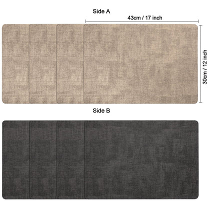 Myir JUN Placemats Dual Sided, Faux Leather Place Mats Set of 6 Indoor Placemat for Dining Table Outdoor Place Mat Manteles Individuales Square Non-Slip Washable Table Mats (Gray Beige, Set of 6)