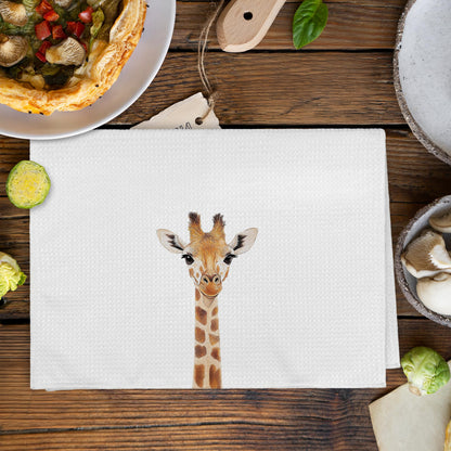 XNXLDYLH Funny Giraffe Kitchen Towels and Dishcloths Sets of 2, Giraffe Decor Gifts for Women, Woodsy Rustic Cabin Safari Jungle Nursery Home Decor Dish Hand Tea Towels for Bathroom Kitchen,16x24In