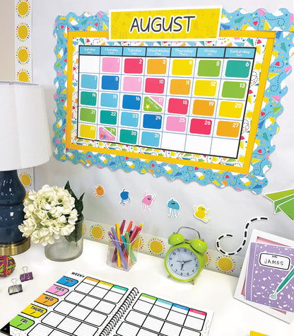 Carson Dellosa Happy Place 139 pc Set Calendar, Monthly Headers, Birthday, Holidays, Numbers Cover Ups, Seasons, Weather, and Days of The Week Chart for Classroom, Bulletin Board, Wall Decor