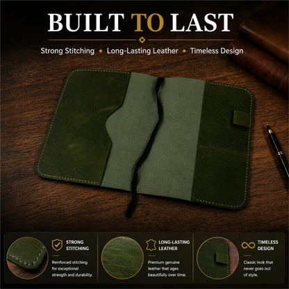 TheAntiq Leather Journal Cover XL – Handmade Refillable Notebook Holder with Pen Loop, Writing Organizer for Office, Travel & Professional Use 7.5 x 9.8- Green
