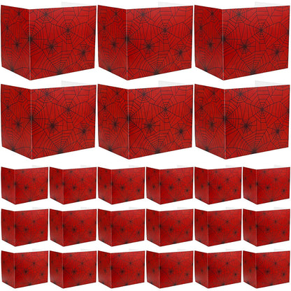 SATINIOR 24 Pcs Privacy Folders for Students, Desk Dividers for Classroom Testing, Trifold Cardboard Privacy Boards, Study Carrels Panel School Teacher Supplies(Spider Web Style,Red)