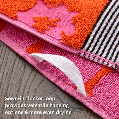 SKL Home Floral Grande 100% Cotton Premium 2-Piece Hand Towel Set, Reversible Jacquard, 550 GSM, Soft, Absorbent & Decorative for Bath/Kitchen/Bar & Gift, Pink