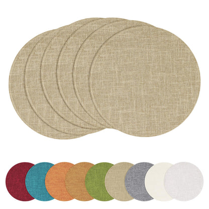 homing 15 Inch Round Cloth Placemats Set of 6, Cotton Linen Blend Washable Table Mats, Farmhouse Dining Place Mats for Indoors & Outdoors, Easy to Clean, Linen