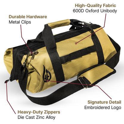 Grill Tool Bag 18 Inch with Adjustable Divider - Premium BBQ Accessory Storage Case for Blackstone Griddle Tools, Heavy-Duty Wipe Clean Canvas, Tailgating, Trunk, Camping Organizer - Gifts for Men