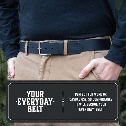 Main Street Forge Journeyman Leather Belt | Made in USA | Black w/Silver Buckle | Size 38