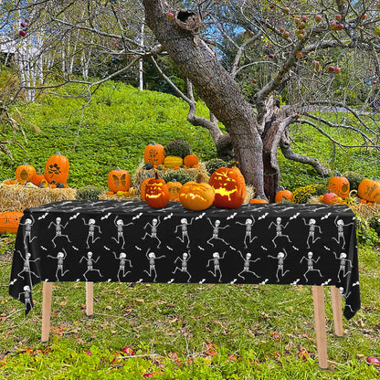 Iceyyyy 3 Packs Disposable Halloween Skeleton Tablecloth - 54" x 108" Plastic Waterproof Halloween Tablecover, Rectangular Halloweens Skeleton Table Cover for Ghost Themed Party Home Decor