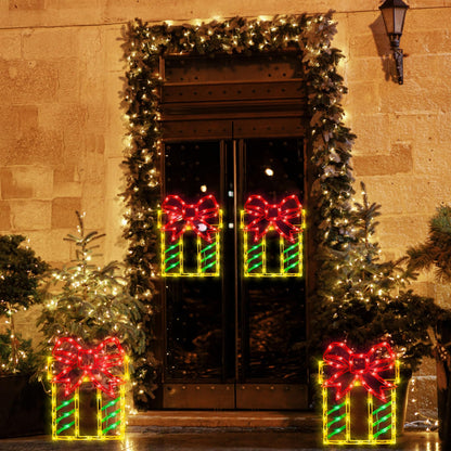 TRWYMZ 16" Christmas Window Silhouette Lights Decorations - 4 Pack Christmas Lighted Gift Boxes- Used for Holiday Christmas Trees, Wall, Fireplaces, Interior and Exterior Door and Window Decorations