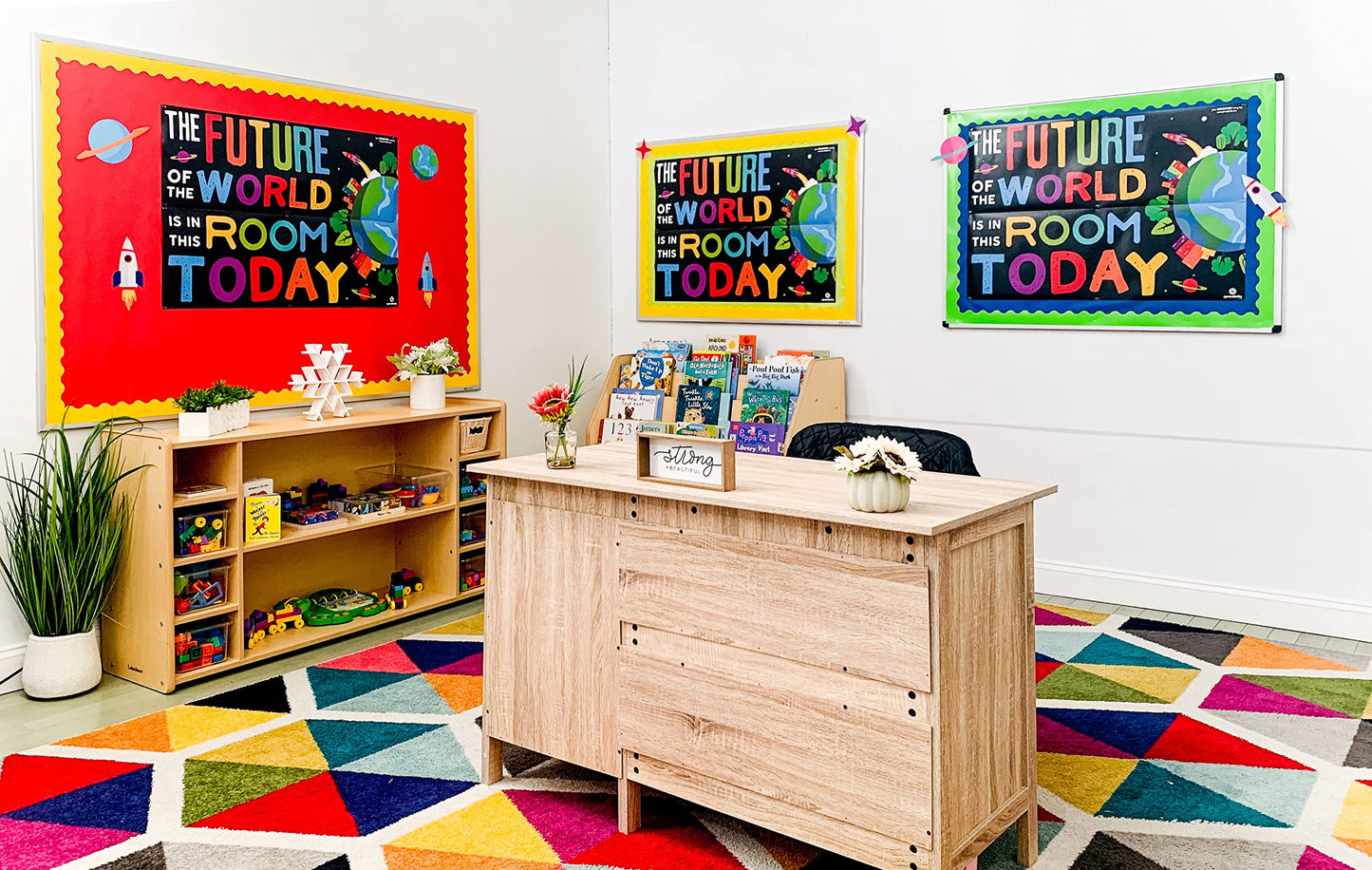 Sproutbrite 13.5" x 39" Educational Posters - 2 Teacher Posters for Classroom - Bulletin Board and Wall Decor for Pre, Elementary and Middle School Creates a Purpose-Driven and Motivated Classroom Environment