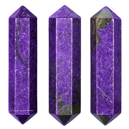 Amazing Gemstone Stichtite Crystal Points Bulk Healing Crystals and Stones - Pack of 3 Double Terminated Healing Wand Point Bulk Crystals for Crafts, Crystal Grid, DIY Work