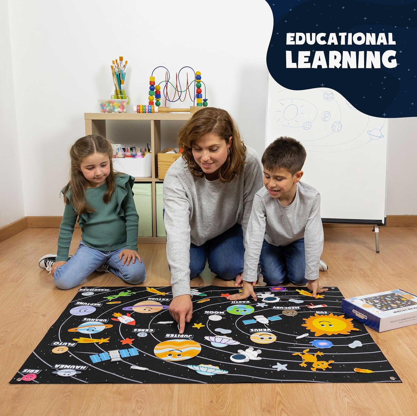 BONNYCO Solar System for Kids Toys with 61 Felt Figures. Space Montessori Toys, Girls Boys Birthday Gifts Planets. Felt Board for Toddlers Story, Educational Kids Gifts 3 4 5 6 7 8 Years, Christmas