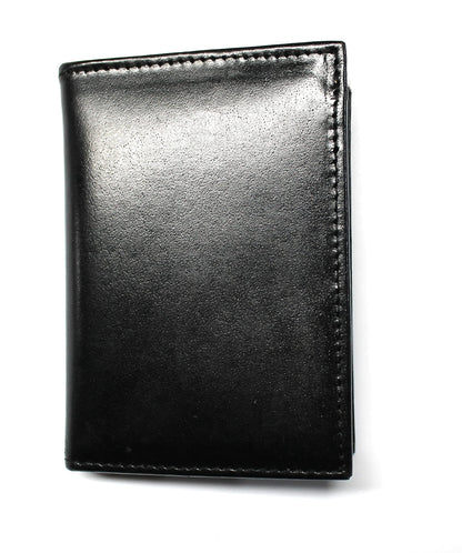 L-Fold Credit Card Trifold Black Leather Wallet - RFID Blocking