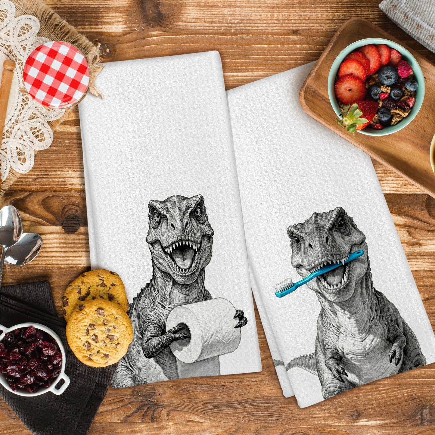 GWFSJYU Funny Boys Dinosaur Gifts Hand Towel Bathroom Decor, Boys Kids Dino Hand Towel for Bathroom Kitchen Washroom Decor, Dinosaur Dish Tea Towels, 16x24 Inch