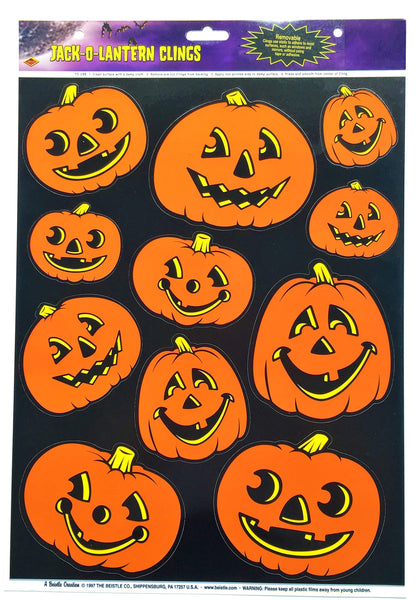Beistle 3-Pack Halloween Window Sticker Clings Bundle Featuring Pumpkins, Ghosts & More