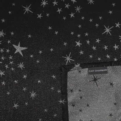 CAIT CHAPMAN HOME COLLECTION Shimmer Twinkling Stars Black Silver Metallic Woven 18"x18" Napkin (Napkin Set of 4)