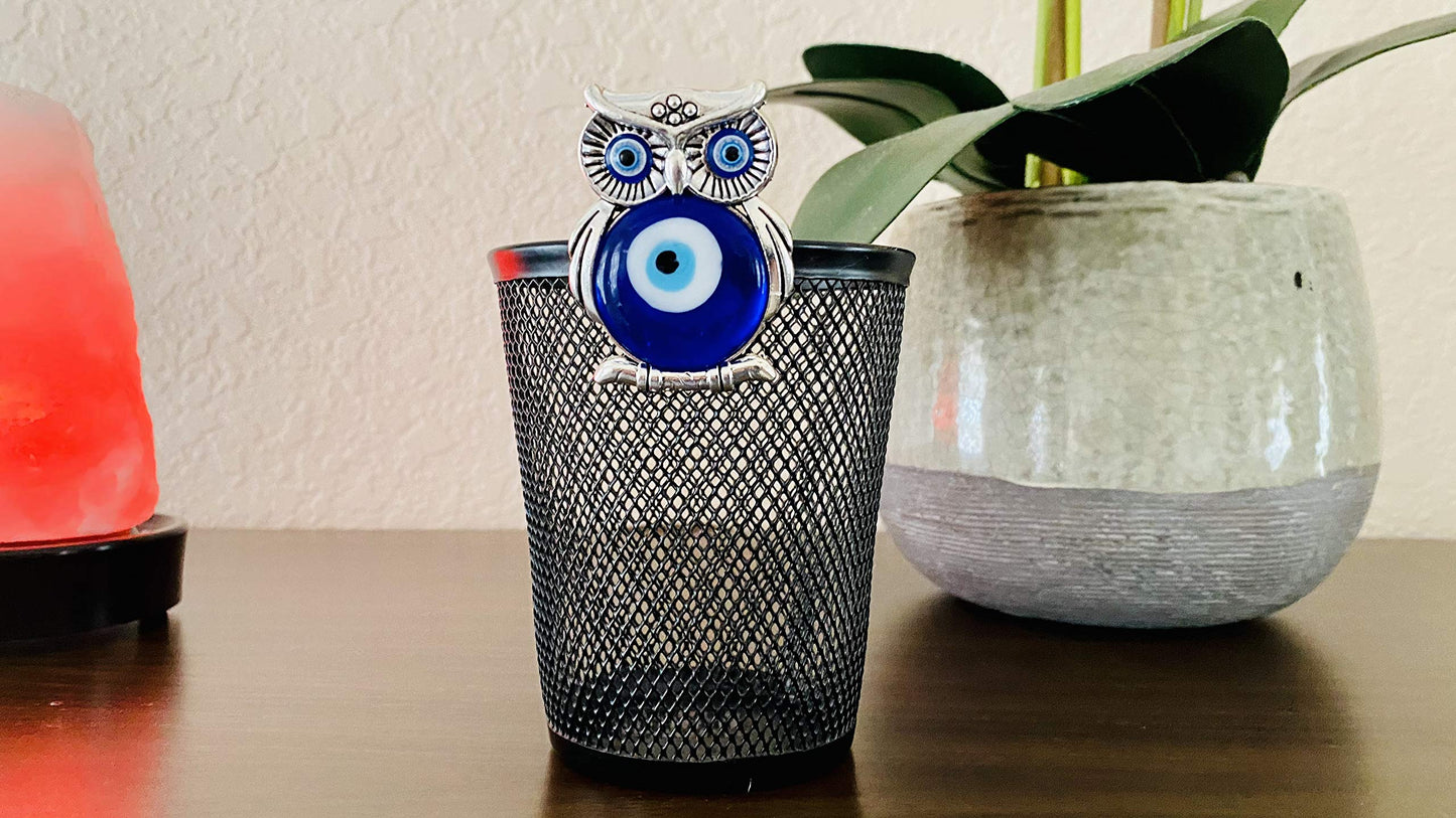 LUCKBOOSTIUM Decorative Owl Magnet for Refrigerator, Office, Locker, Whiteboard – Metal Alloy Charm with Evil Eye for Good Luck & Positive Energy – Stylish Kitchen & Home Decor – 1.7 by 1.4 Inches