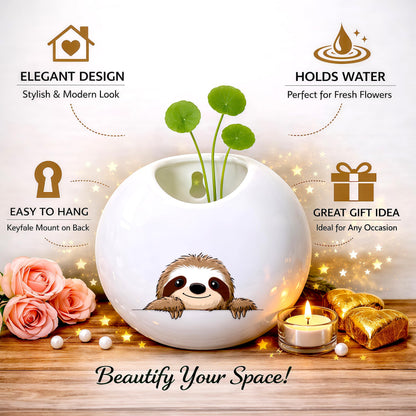 BJDAMAI Sloth Small Wall Planters for Indoor Outdoor Pots Ceramic, Gifts for Women Teens Girls Kids, Sloth Lovers Themed Gifts Decor Stuff Things Items!