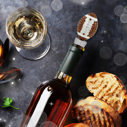 Cheers Silver Football Wine Bottle Stopper with Rhinestone Crystals - Cute Sparkling Sports Seal Topper for Wine Bottles, Unique Bar Gifts for Women and Men