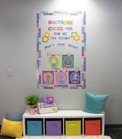 Carson Dellosa Pre-Punched We Stick Together 46-Piece Emotions Check-in Bulletin Board Set, Calming Corner Accents, Feelings Chart, Mood Board and More, Calm Down Corner, SEL Classroom Décor