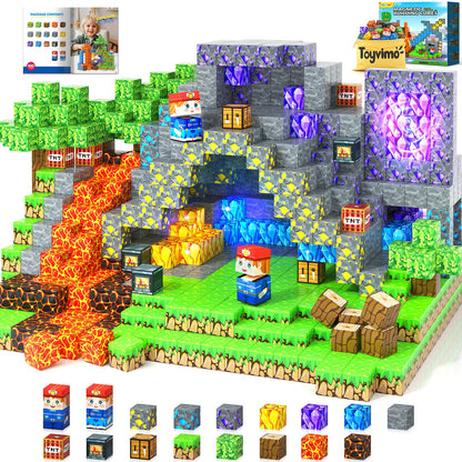 Toyvimo Magnetic Blocks 100PCS Kids Toys Magnetic Building Blocks Build Mine Magnet World Craft Cubes Boys Toys Ages 3-5 4-6 5-7 6-8, 3-12 Year Old Boy Birthday Gifts