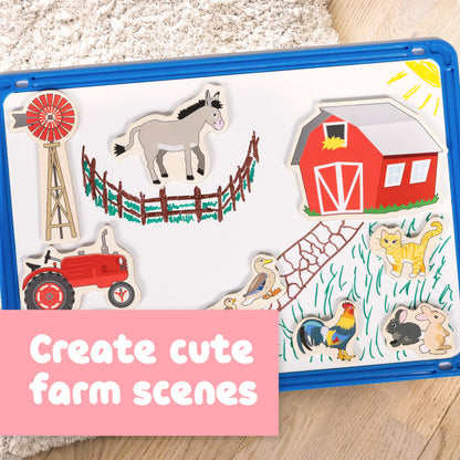 Spark & Wow Wooden Magnets | Farm | Magnets for Kids Ages 2+ | Open-Ended Play | Adhere to Fridges, Whiteboards and More