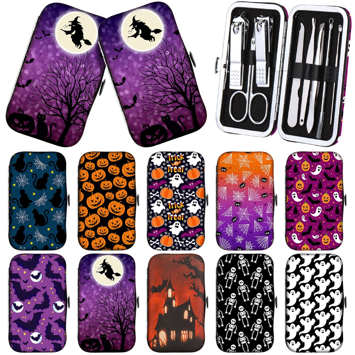 Lanties 10 Sets Halloween Gifts Bulk for Women Manicure Set Nail Clippers Bulk Halloween Party Favors Pumpkin Ghost Cute Spooky Manicure Tools Kit for Women Girls Party Gifts Nail Salon