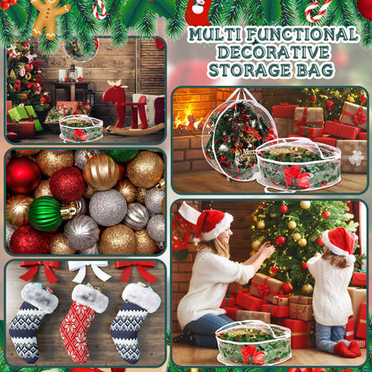 Zhengmy 10 Pcs 30 Inch Christmas Wreath Storage Bags Transparent Wreath Storage Container Bulk Wreaths Box with Dual Zippers and Handles for Xmas Holiday Wreaths Garland