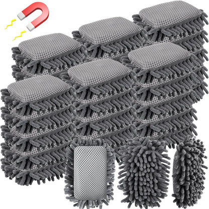 Sherr 30 Pcs Microfiber Shag Dry Erasers Bulk Magnetic Whiteboard Eraser Washable Colorful Chalk Board Eraser Markers Chalk for Adults Home Office Supplies(Gray)