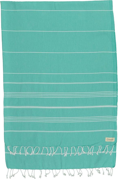Bersuse Towels Anatolia XL Beach Blanket Throw Blanket Turkish Towel 100% Cotton Extra-Large Quick-Dry Lightweight Premium Peshtemal Towel - 61x82 Inches, Mint Green