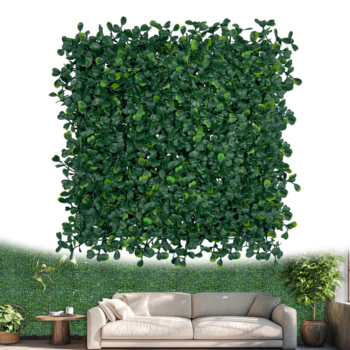 ODTORY Artificial Greenery Grass Wall Panel, 10x10 Inch 6-Pack (4.2 sqft), UV-Anti Fake Ivy Fence Privacy Screen Green Boxwood Covering for Indoor and Outdoor Home Wall Decor