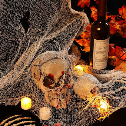 Tatuo 4 Pack Halloween Creepy Cloth 31 x 87 Inch with 2 Stretch Spider Web Spooky Scary Creepy Gauze Cloth for Halloween Party Supplies Home Wall Doorway Outdoor Yard Decor(White)