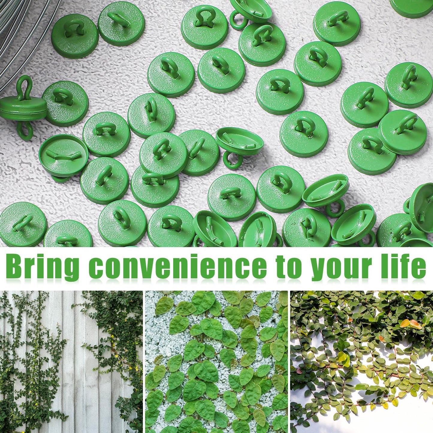 WILLBOND Plant Anchor Kit, 80 Pcs Vine Anchors 5 Pack Silicone Adhesive Sealant Garden Tie Tape Metal Wire Wire Cutters for Spring Trellis Vine and Stucco Brick Wall Climbing Plants Supplies(Green)