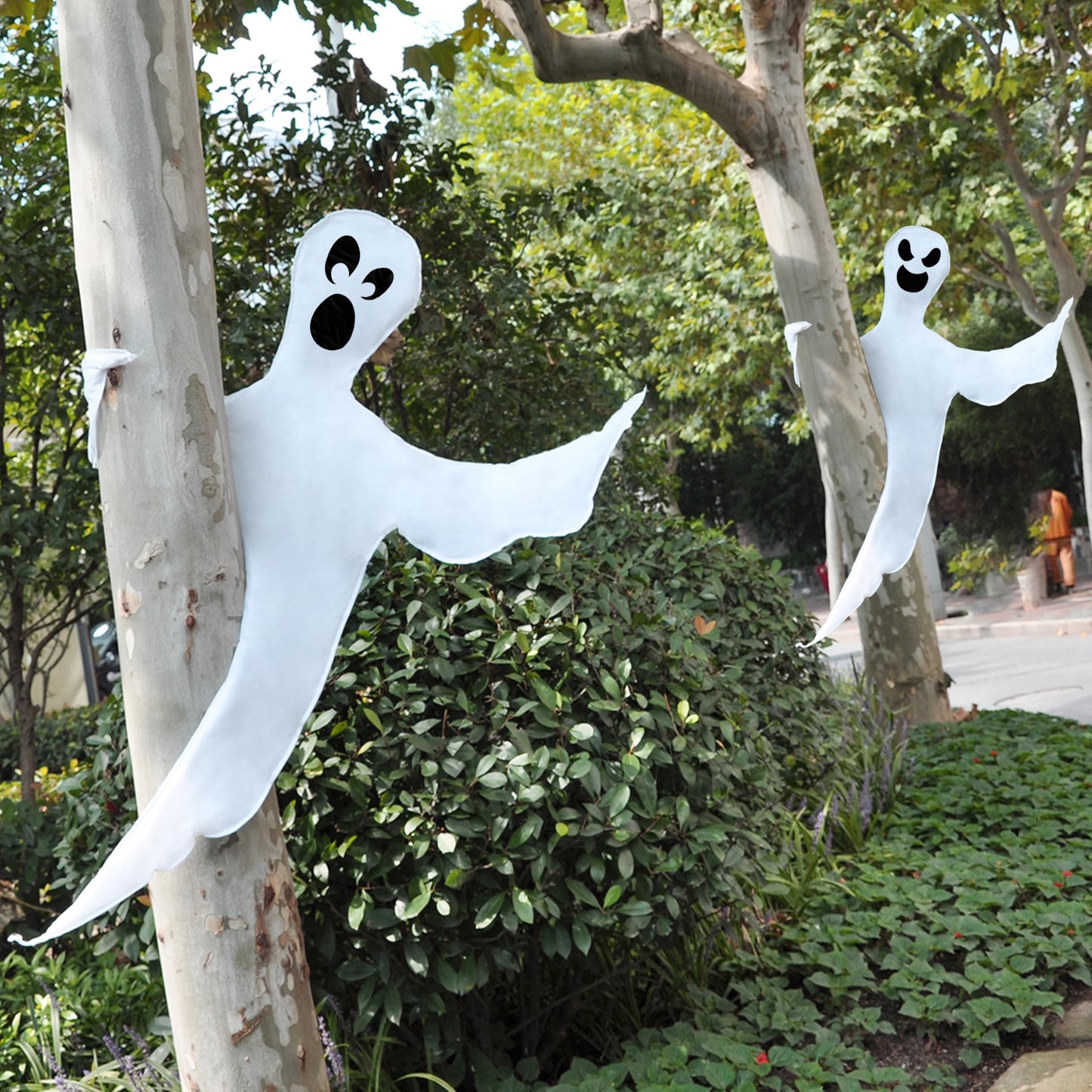 JOYIN Halloween 2 Pcs Tree Wrap Ghost Decoration Outdoor, 53” Bendable Flying Ghost for Trees Yard Lawn Garden Prop, Party Supplies, Haunted House Indoor Decor
