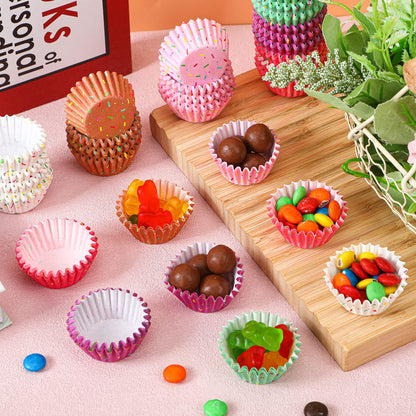 Funtery 600 Count Icing Design Mini Cupcake Liner Baking Cups Paper Small Candy Cups Making Supplies Baking Cupcake Liner Holiday Muffin Chocolate Making Wrappers Supplies Candy Paper(Colorful)