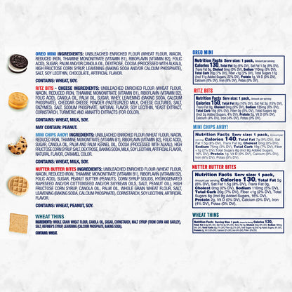 OREO Mini Cookies, Mini CHIPS AHOY! Cookies, RITZ Bits Cheese Crackers, Nutter Butter Bites & Wheat Thins Crackers, Nabisco Cookie & Cracker Variety Pack, 50 Snack Packs
