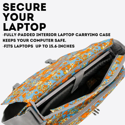 J World New York Thomas Laptop Messenger Bag for Women & Men. Girls Computer Bookbag, Retro Bloom