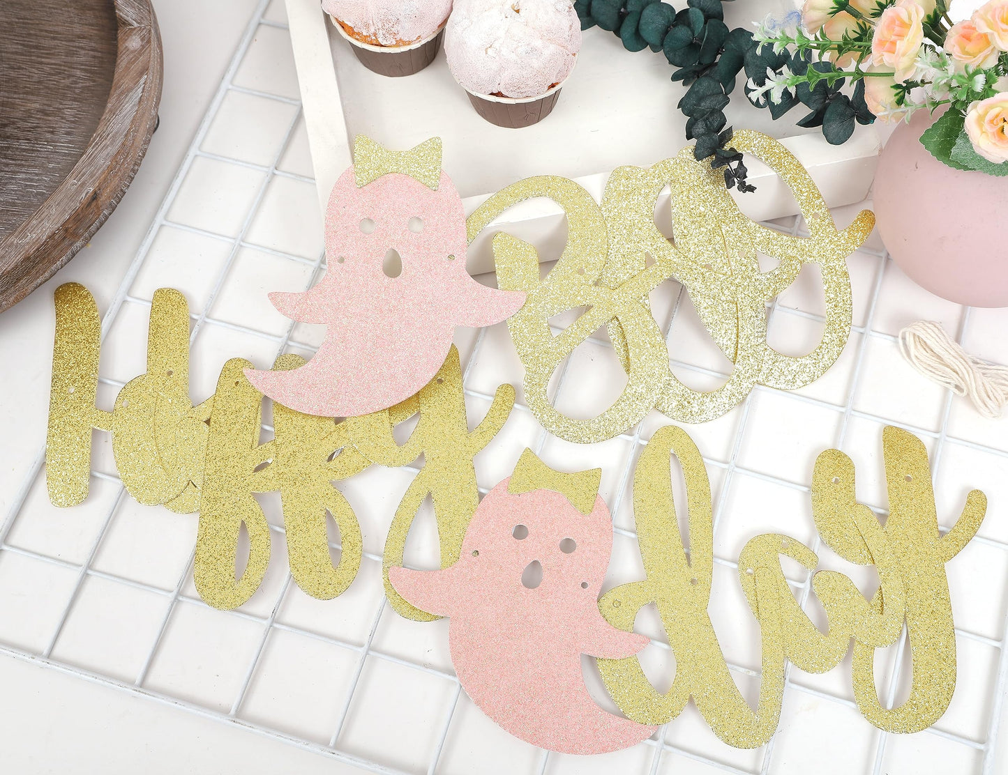 Happy Halloween Banner - Happy Boo Day Garland, Halloween Birthday Party, Halloween Party Decorations, Boo Birthday Banners, Gold Glitter Banner Sign Garland